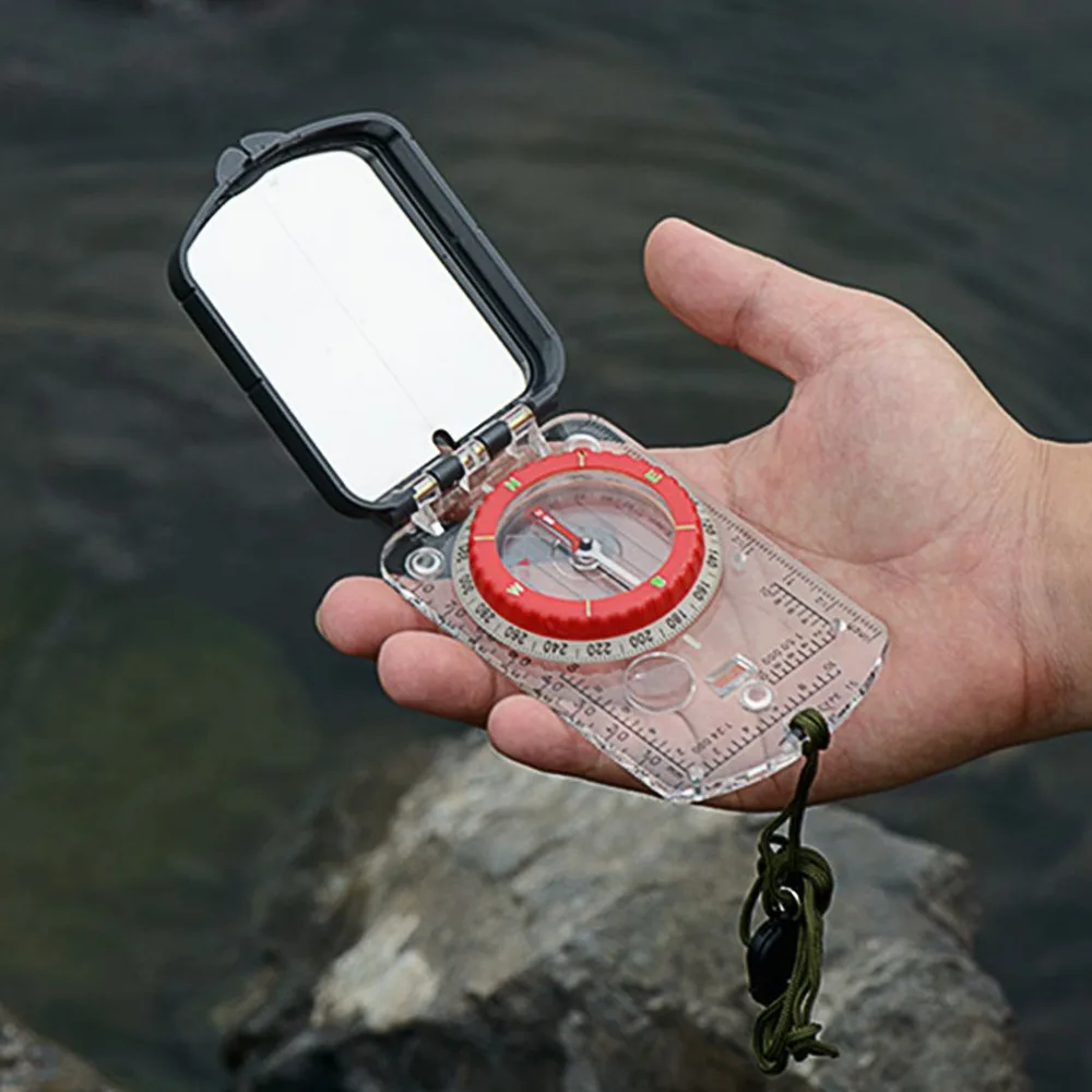 

Luminous Compass With Mirror LED Light Durable Anti-shock Stable Waterproof Hiking Climbing Multifunctional Compass