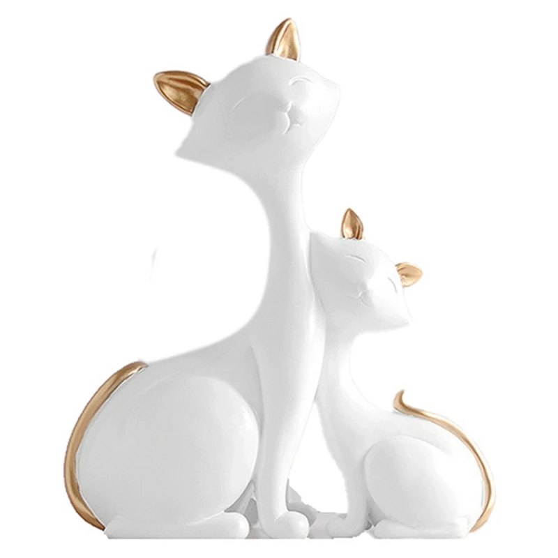 

Bestresin Cat Figurines Decorative Animals Desktop Gift Cat Statue Ornaments Home Decoration Living Room Accessories