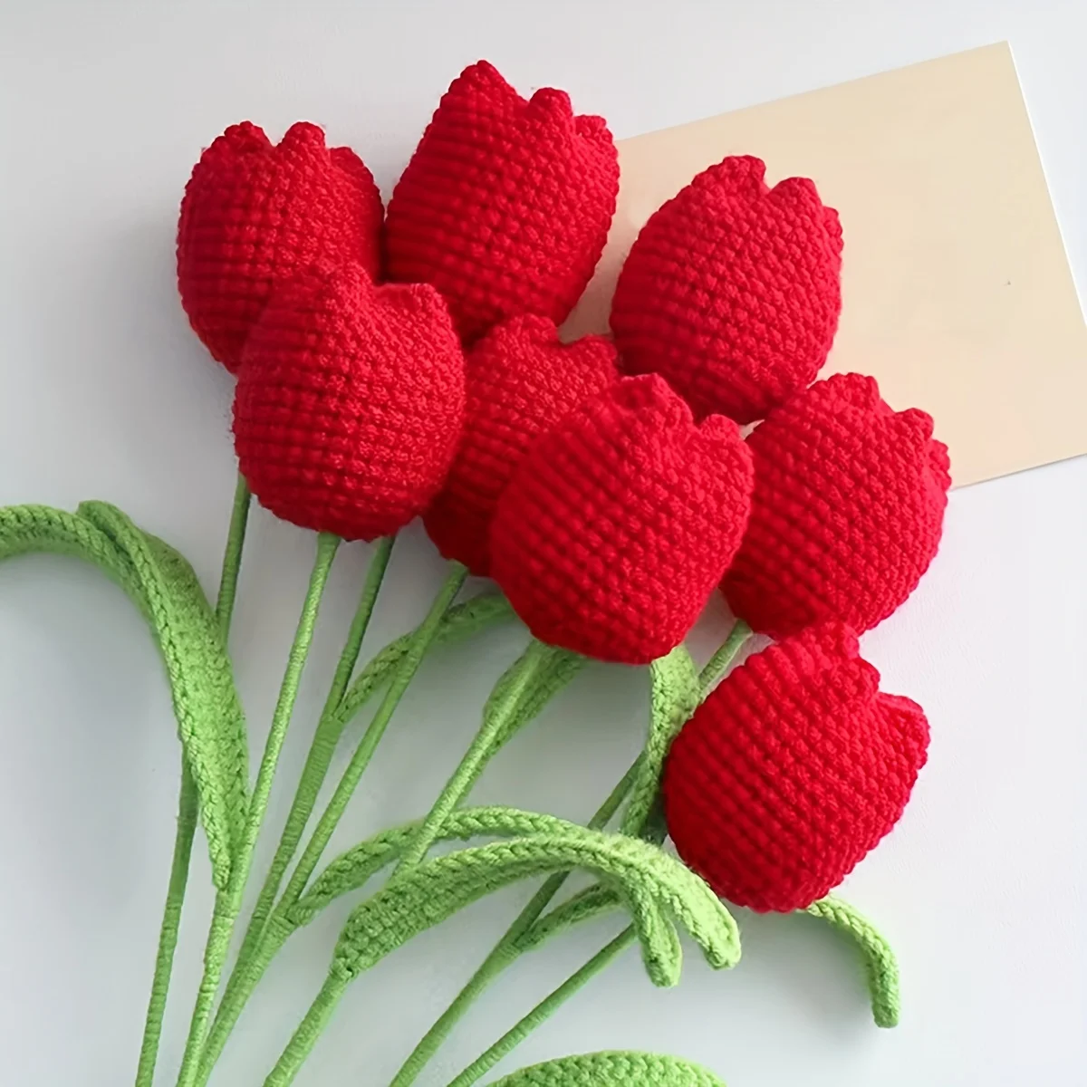 

1pc, Knitted Artificial Tulip Fake Flower Faux Flower Realistic Simulation Flower Blooming DIY Craft Bridal Bouquet