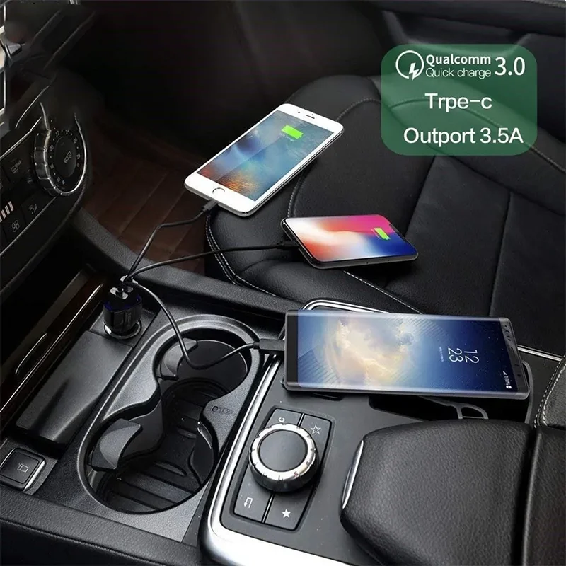 Фото Кабель-удлинитель для быстрой зарядки QC3.0 с 4 USB-портами для iPhone 17/16, автомобильное зарядное устройство для видеорегистратора №5