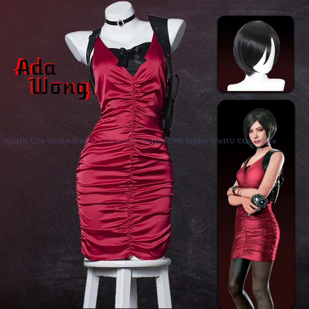 Женский костюм для косплея Resident 4 Ада Вонг парик обувь на Хэллоуин карнавал злое