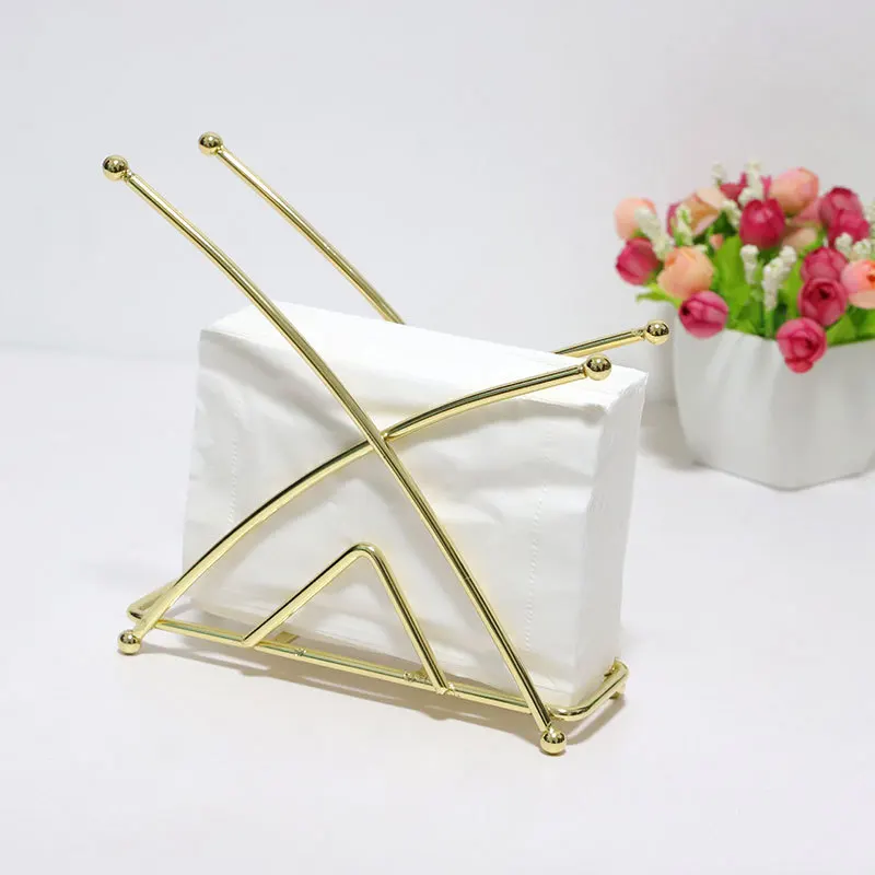 

Tabletop Napkin Holder Dispenser Stand Dinner Table Napkin Organizer Golden Dining Table Gold Wrought Iron Paper Towel ClipZC254