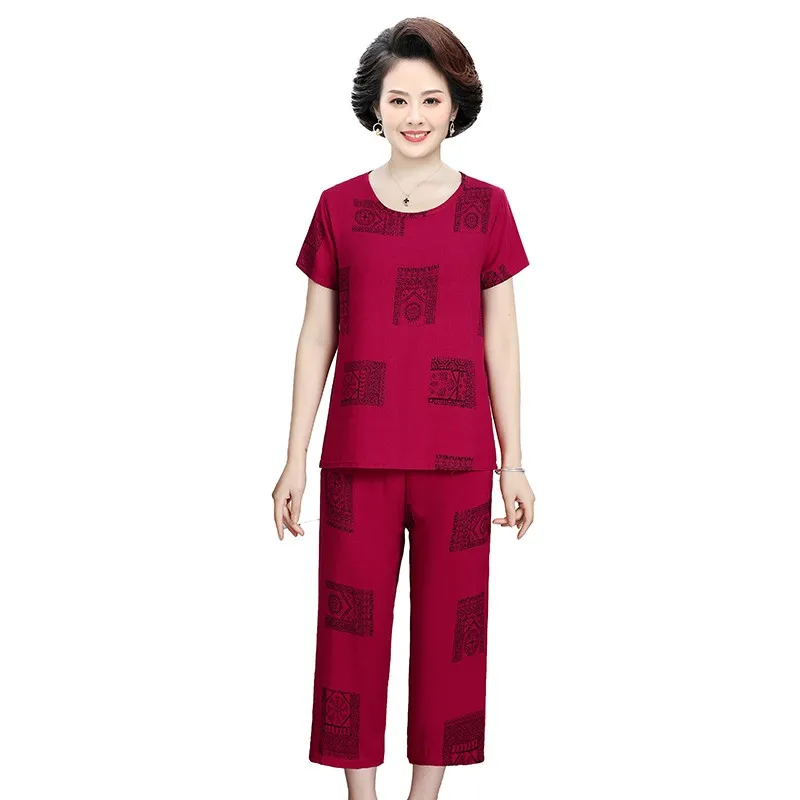 

Women Clothes Set new Arrival Thin Soft Cotton Print Floral Loose Summer Set Loose Tops Pants 2 Piece Casual Set Suit