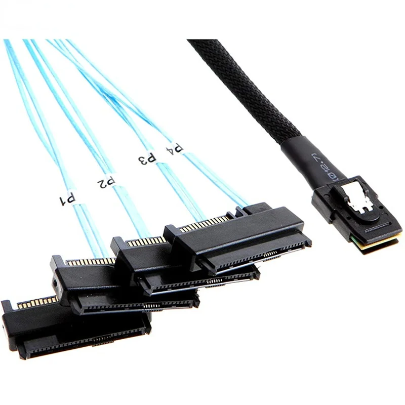 

Mini SAS-SAS кабель, внутренний 36-контактный мини-USB-хост для 4 SFF-8087, резьбовой и SATA кабель питания 50 см