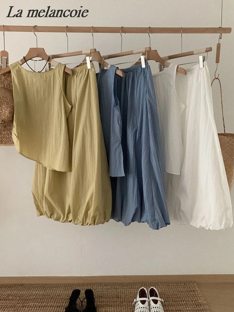 Женский комплект с юбкой и топом без рукавов асимметричная майка юбка завышенной