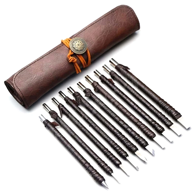 

10 Piece Stone Carving Tool Sets Tungsten Steel Carving Kit For Soft Limestone Alabaster Stone Wood
