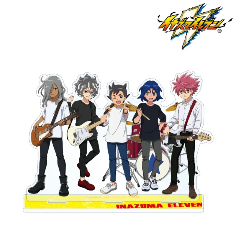 Фото Акриловые брелоки-подставки с персонажами аниме Inazuma Eleven: Асуто Инамори в стиле рок-группы, изображающие групповую формуацию из нескольких персонажей. №2