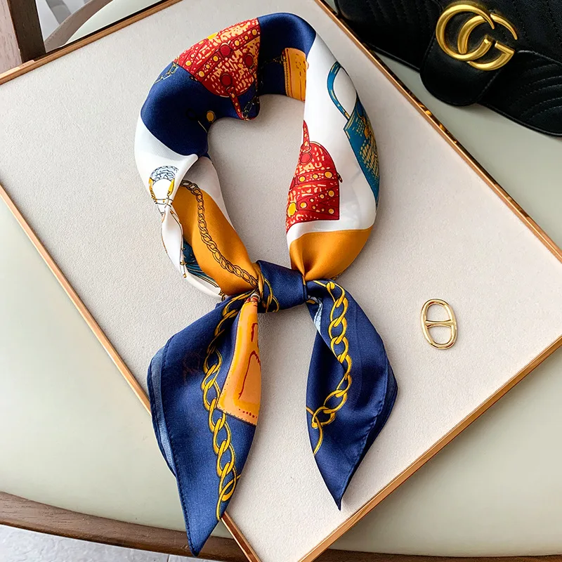 

Summer Design Hair Scarf for Women Luxury Floral Print Headband Satin Silk Square Scarves Ribbon Neckerchief Ladies Hairbands
