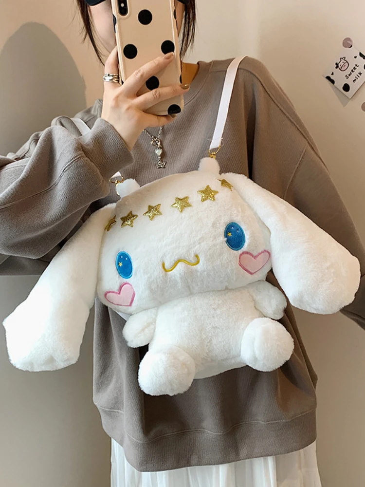 

Anime Plush Backpack Cartoon Practical Backpack Small White Dog Storage Bag Student Travel Backpack Messenger Bag