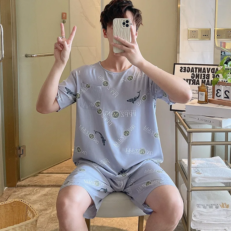 Big Size Pajamas Various Styles Loungewear Summer Pajamas Sets Sleepwear Short Sleeve Pants Printing Design Pajamas For Men