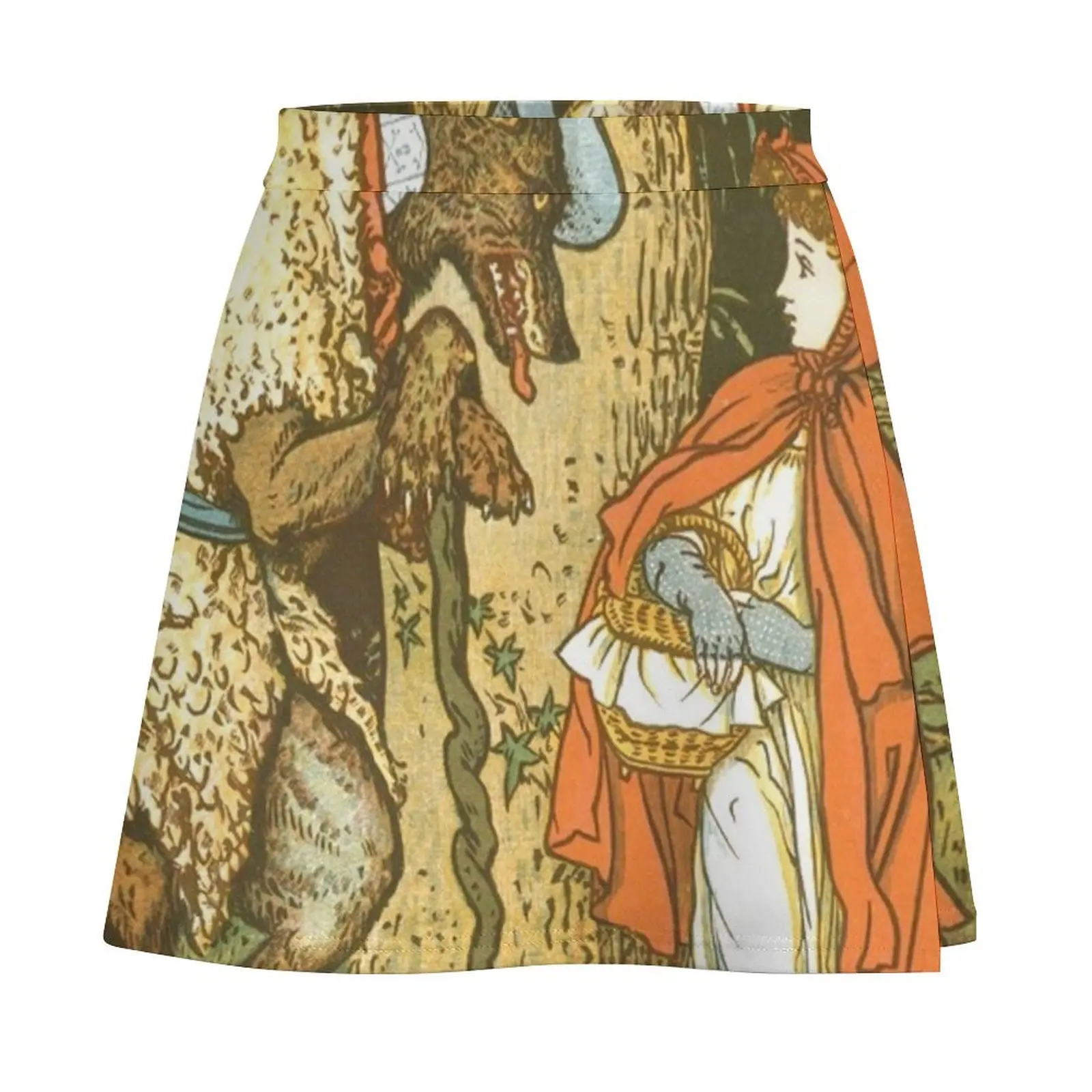 Винтажная мини-юбка с изображением Красной Шапочки (1915) корейская летняя одежда