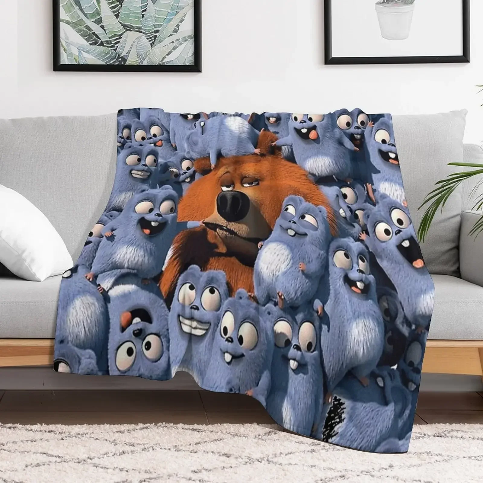 Одеяло с рисунком счастливого леминга и табоди красивое роскошное забавное