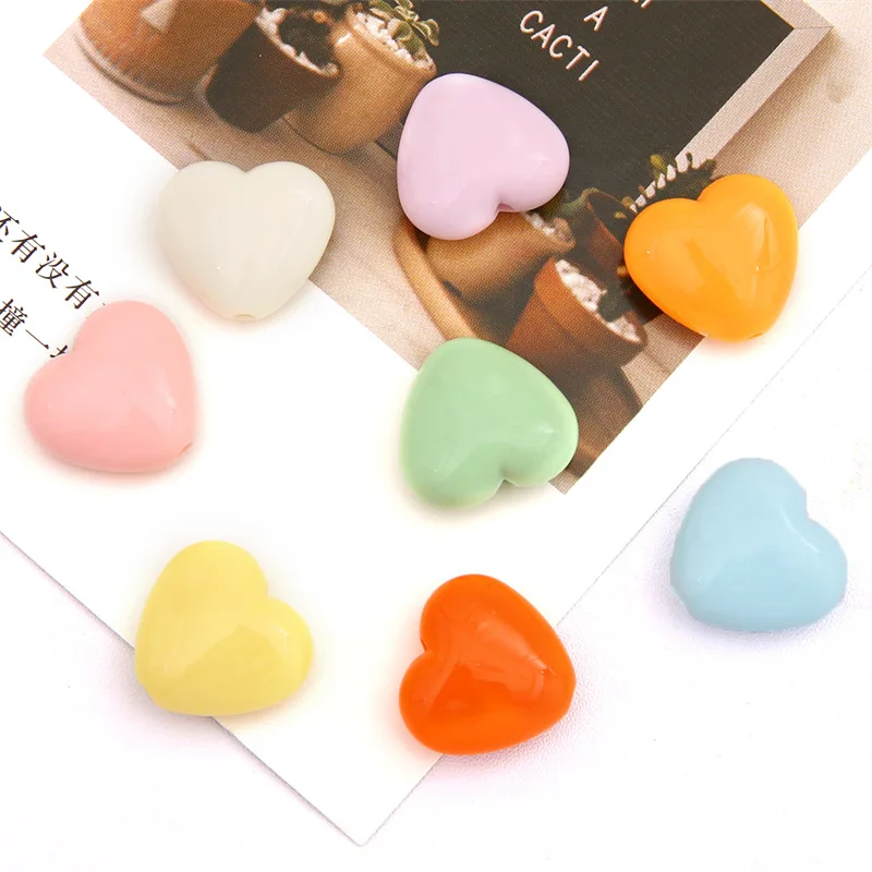 20Pcs 17x19mm Love Heart Shape Acrylic Beads Smooth Beads Handmade Necklace Bracelet For Jewelry Making Supplies DIY Accessories