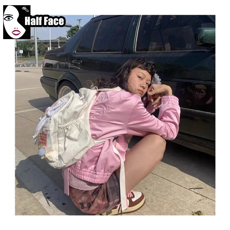 Женский холщовый рюкзак Y2K в стиле Харадзюку вместительный студенческий ранец