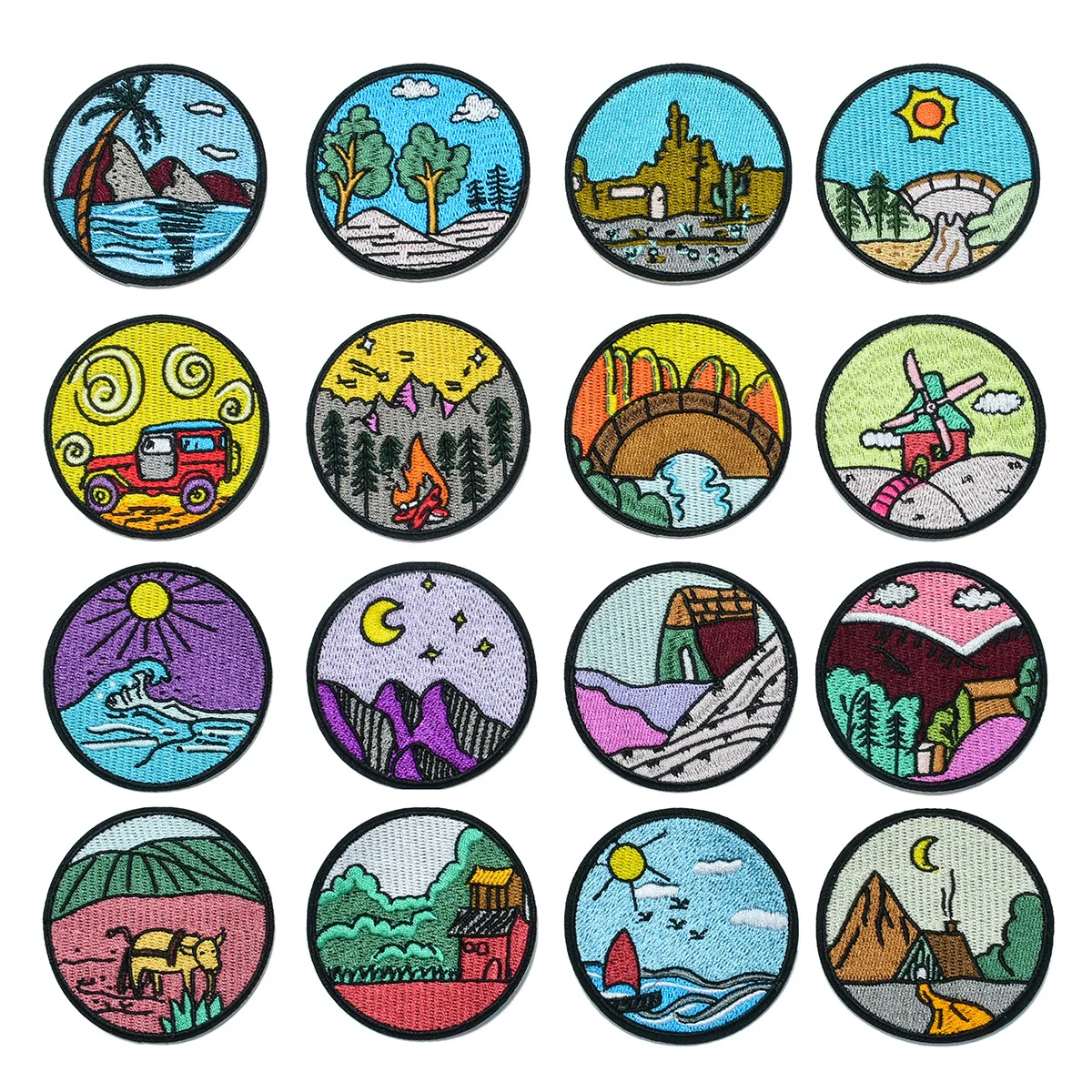 

Beach And Sea Embroidered Patches For Clothing Badges Traveler Mountain Patch For T-shirt Iron On Patches On Clothes DIY