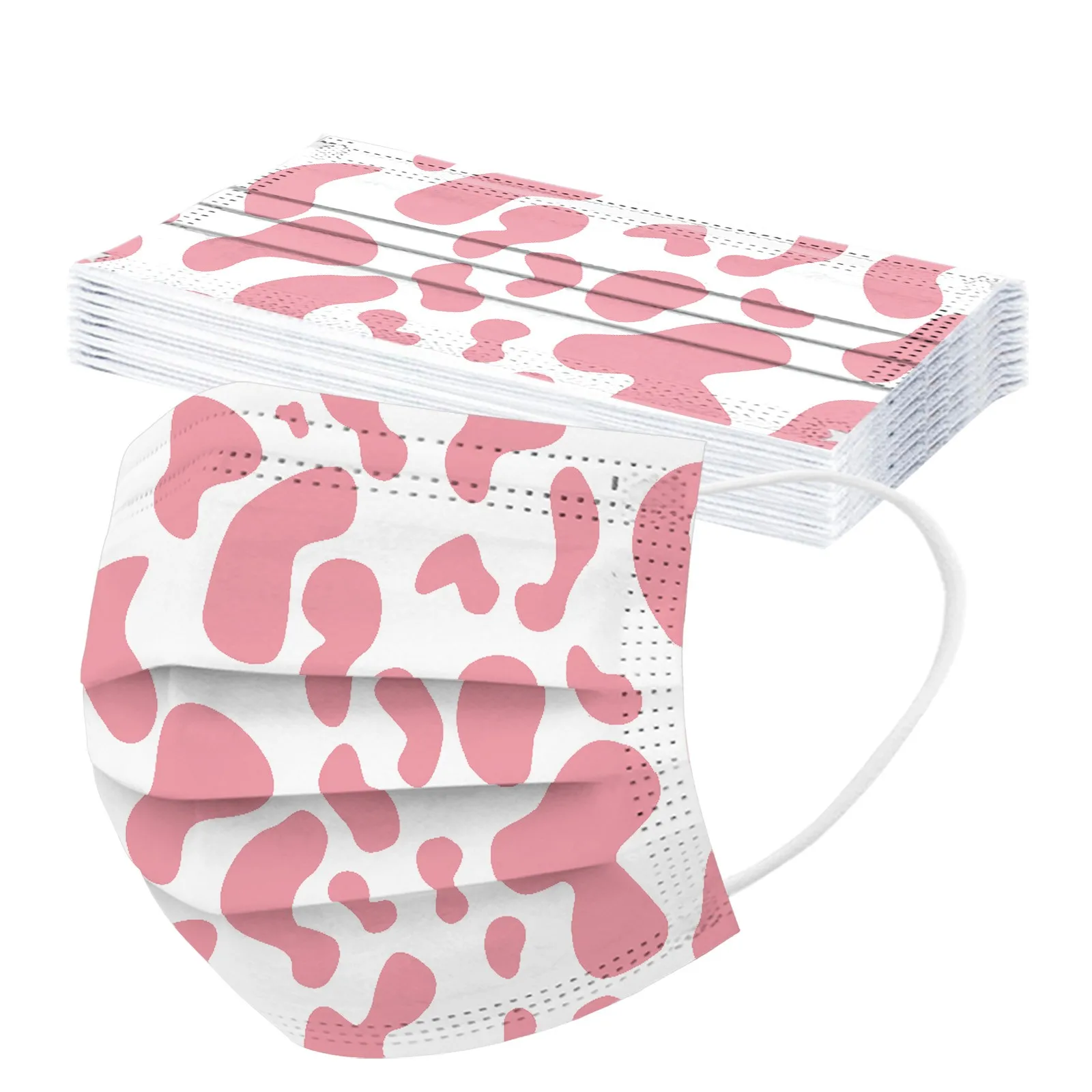 Маска одноразовая трехслойная для лица с принтом коровы 10 шт. |