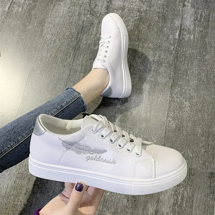 

Women Sneakers Fashion Breathble Vulcanized Shoes Pu Leather Platform Shoes White Lace Up Casual Shoes Zapatos Mujer