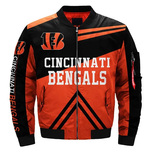 

Cincinnati Men Bengals Winter Jacket coat stitching 3D Digital Print baseball uniform football zipper for Bomber Jackets Warm