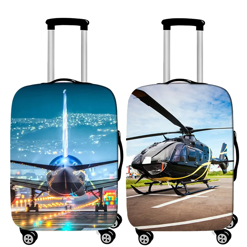 3D Aircraft Travel Suitcase Cover Elastic Fabric Luggage Protective Cover 18-32 Inch Thicken Trolley Case Cover Travel Accessory
