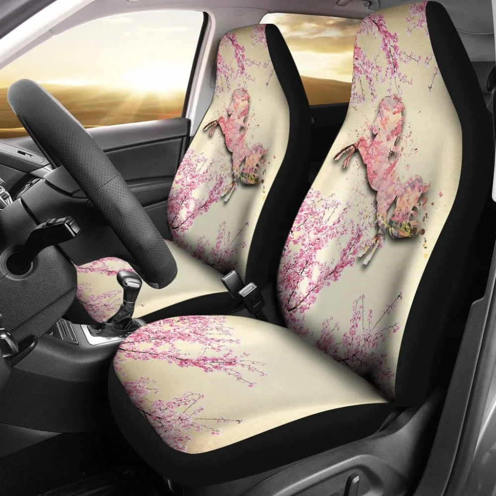 

Pink Horse Forest Flower Car Seat Covers Pack of 2 Universal Front Seat Protective Cover