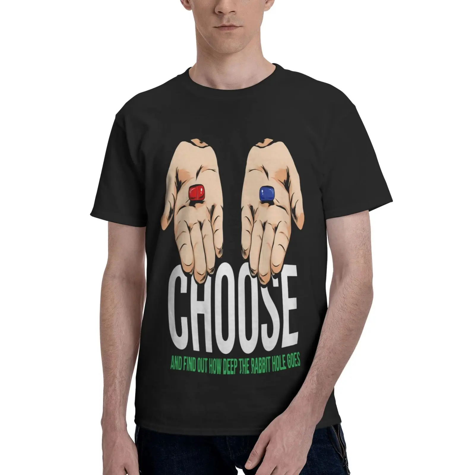 

Matrix Hands Choose Red Or Blue Oversized T-Shirt Anime Shirt T-Shirts T Shirt For Men Men's T-Shirt Oversized T Shirt T-Shirt