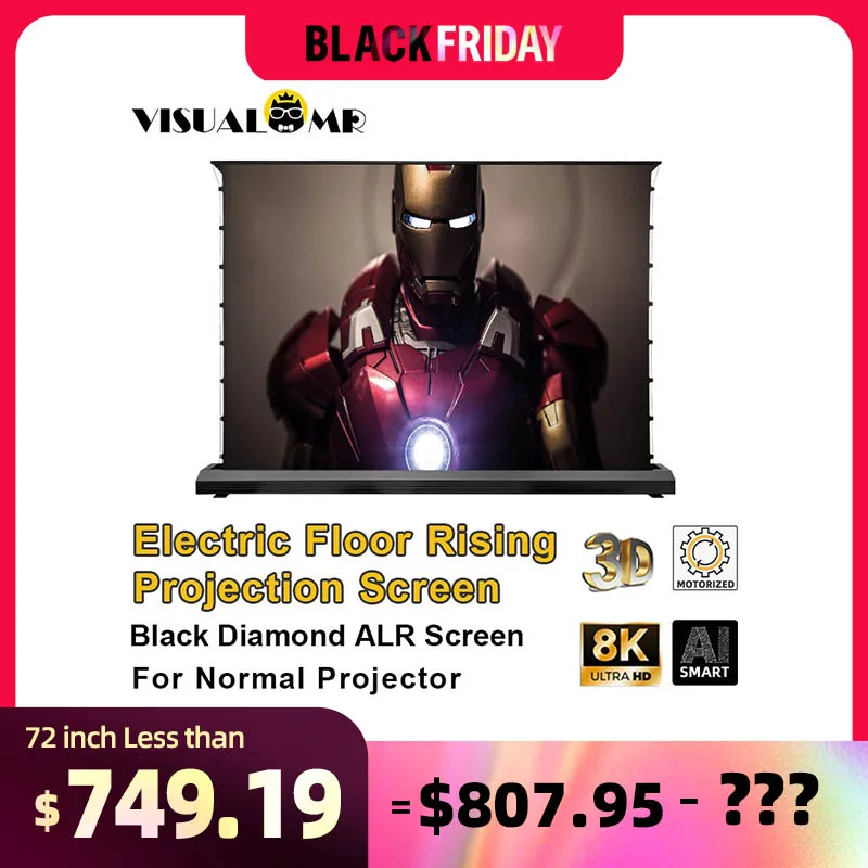 Электронный напольный проекционный экран ALR с черным бриллиантом 3D/4K