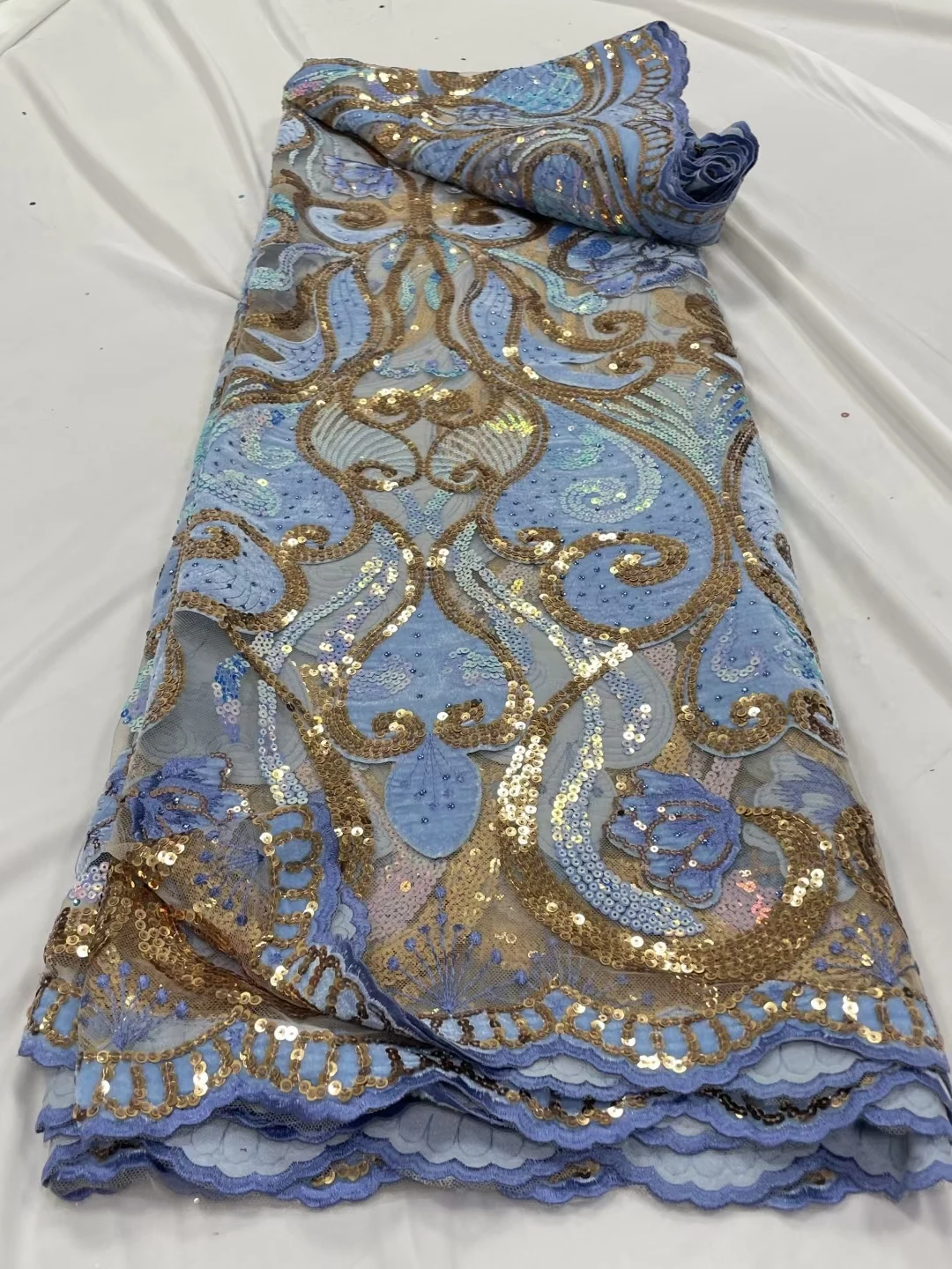 

Новейшая бархатная вышивка, гипюровая кружевная ткань 2023, Высококачественная африканская французская сетчатая кружевная ткань с блестками для вечеринки LRC23103