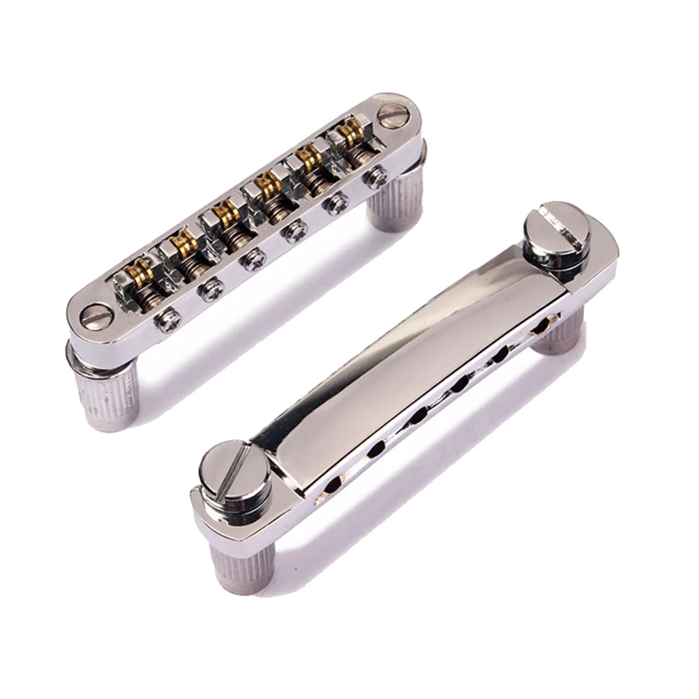 

Chrome Guitar Roller Bridge Saddle Tailpiece Guitar Bridge Tailpiece for Electric Guitar Replacement Parts (Silver)