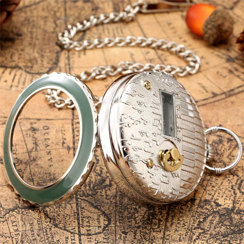 Unique Musical Quartz Pocket Watch Multicolor Case Music Box Design Trendy Gifts for Men Women Clock relgio de bolso de msica