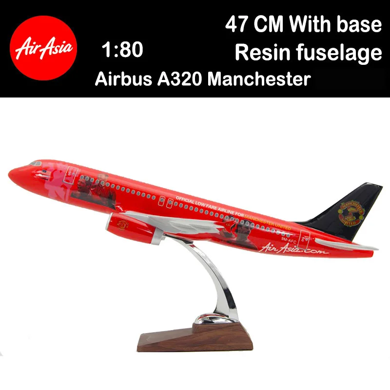 

1/80 47CM Airbus A320 AirAsia Manchester Airplane model Airliner aviation Toy plane gift collect no undercarriage wheel