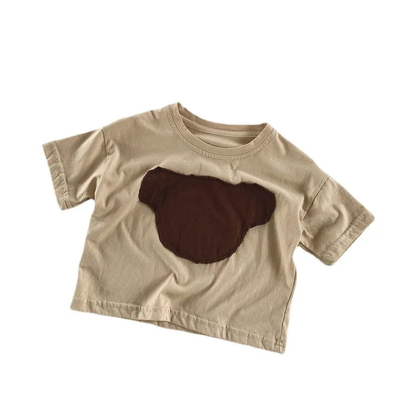 2022 Summer New Children Short Sleeve T Shirts Boys Girls Bear T Shirts Cotton Baby Casual Tops Cute Kids Cartoon Tee Clothes
