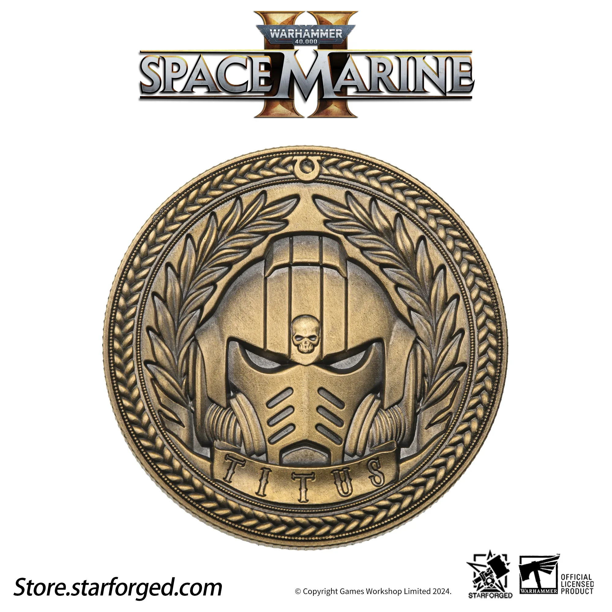 Эксклюзивная памятная монета Starforged Warhammer 40K Space Marine 2 Around Titus медная