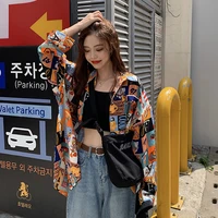new summer women french style fashion print the pattern knitted short sleeves style beach sunscreen sports outdoor shirt gift