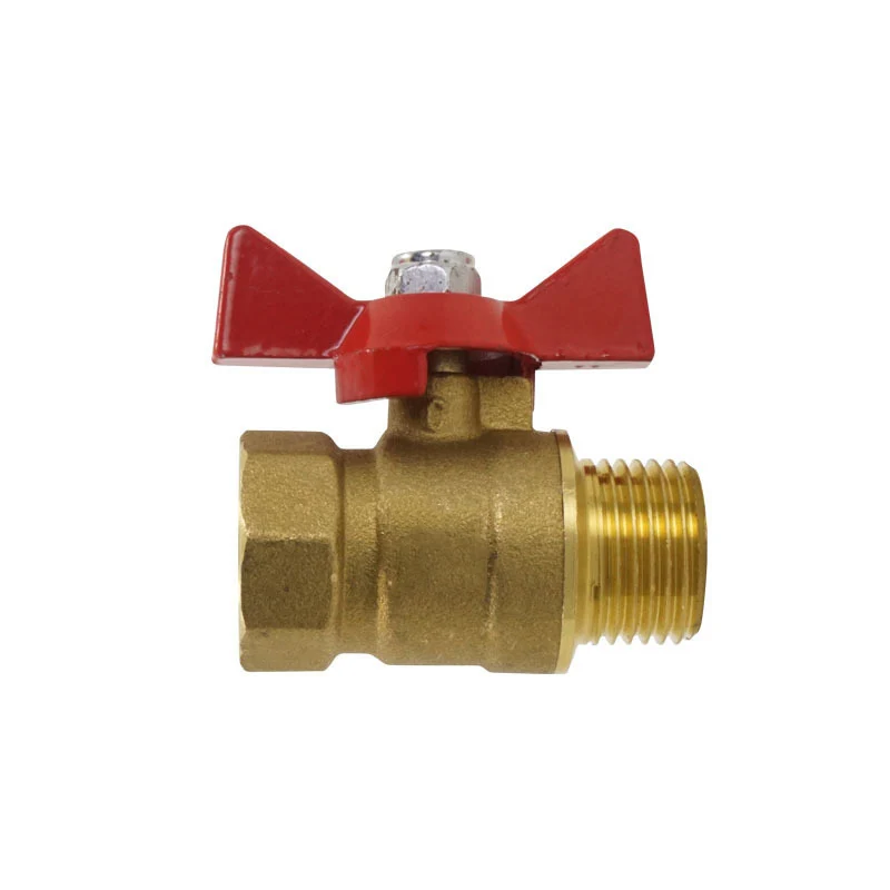 

1/4" 3/8" 1/2" 3/4" BSP Female To Male Thread Two Way Brass Shut Off Ball Valve With Butterfly Handle For Fuel Gas Water Oil Air