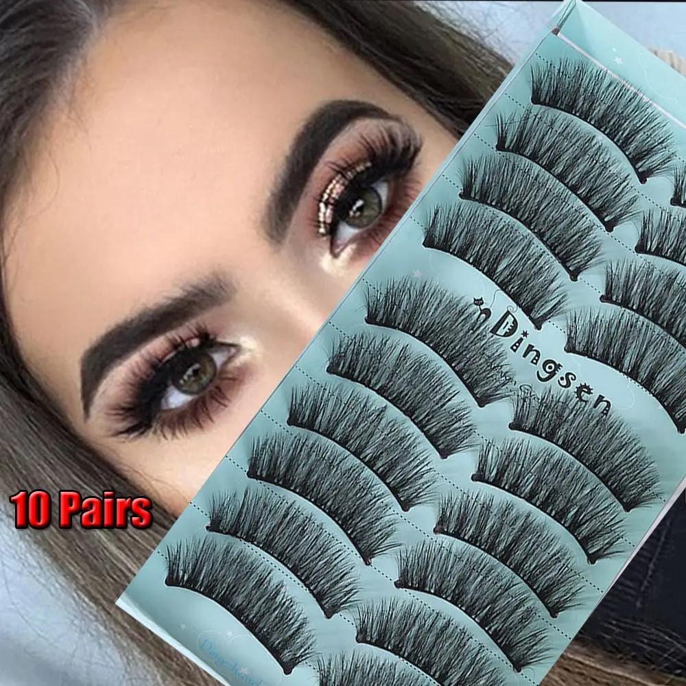 

10 Pairs Beauty Makeup Ultra-wispies Fluffy Super Soft False Eyelashes Natural Long 3D Faux Mink Hair Lash Extension Tools