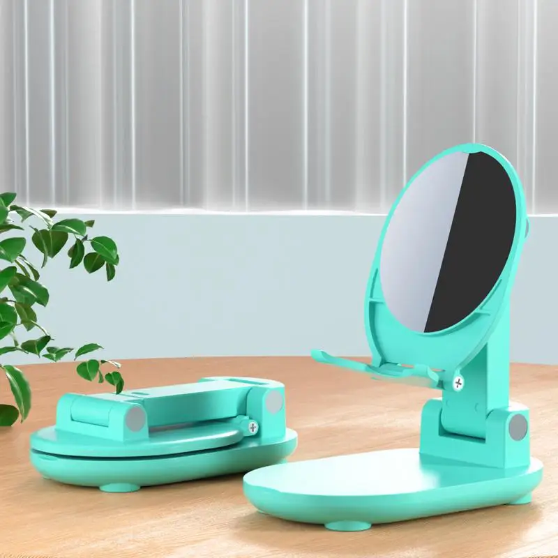 

New Desktop Mobile Phone Holder Support Mirror Lovely Shooting Live Broadcast Special Metal Folding Mobile Phone Stand