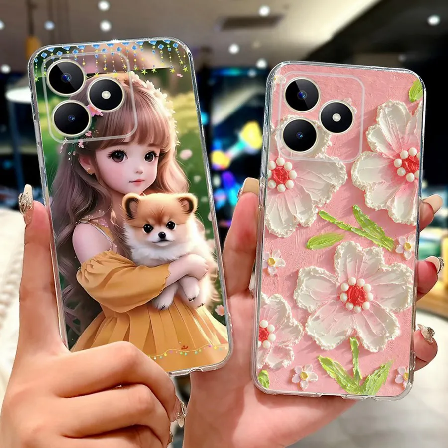 Фото Для Realme Note 50 Coque противоударный бампер стильный узор чехол для телефона RealmeC51 C53 C 51 S Note50 силиконовая задняя крышка 6,74 дюйма №2