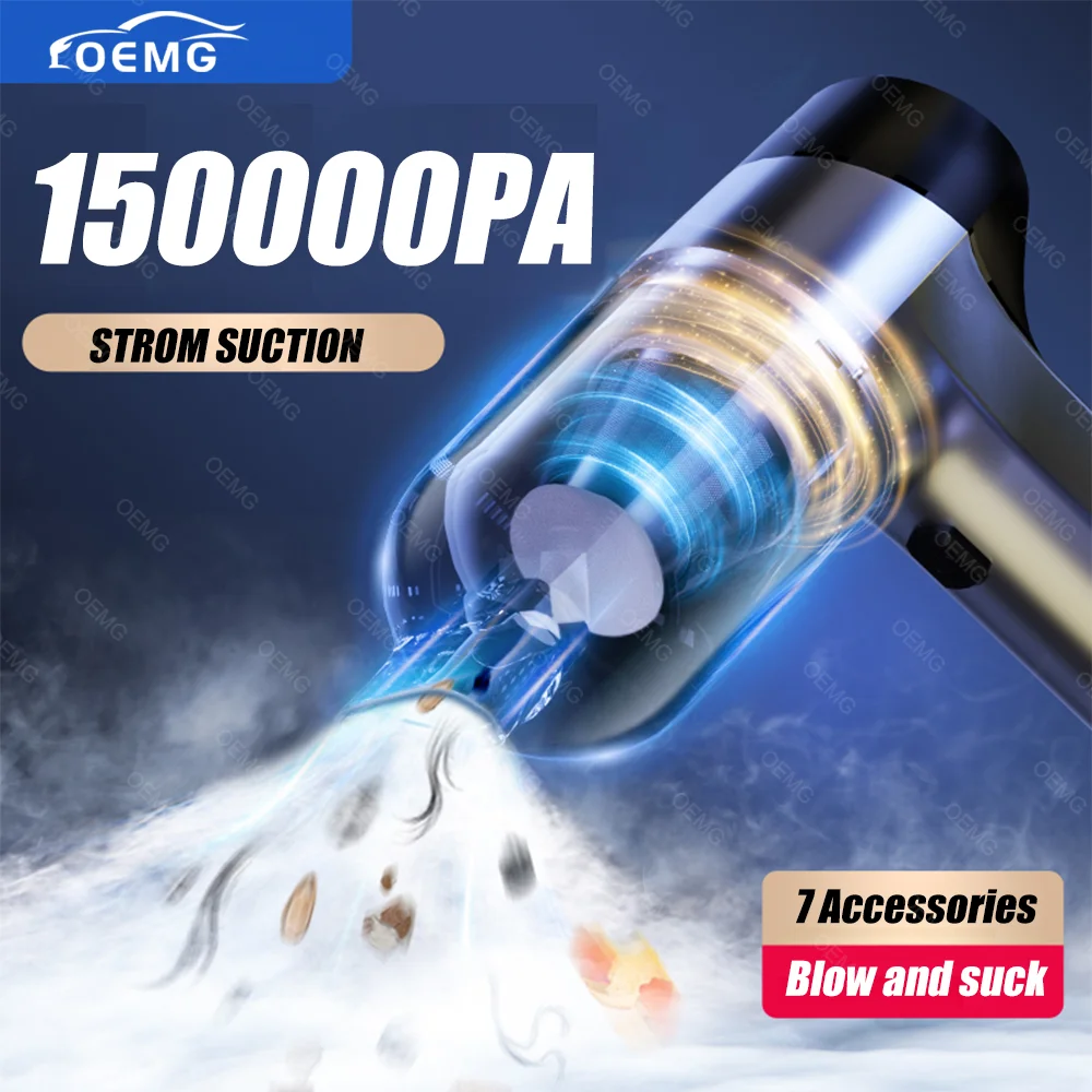 150000PA Mini Car Vacuum Cleaner Portable Wireless Handheld Cleaner for Home Appliance Poweful Cleaning Machine Car Cleaner