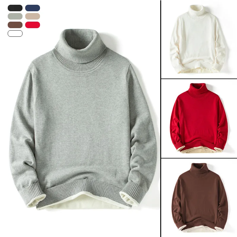 

Мужской теплый свитер с высоким воротником на осень и зиму, мужской повседневный удобный пуловер, плотный свитер, Мужская одежда, свитеры, Р...