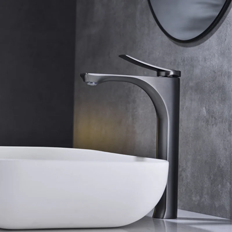 

Смеситель для раковины с гальваническим покрытием, металлический кран для горячей и холодной воды, серый столешница, аксессуары для обновления ванной комнаты