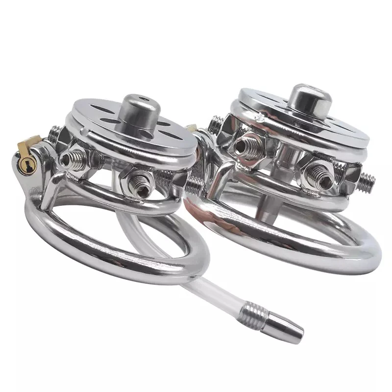 

304 Stainless Steel Chastity Device With Urethral Sounds Catheter And Spike Ring S/L Size Cock Cage Choose Male Chastity Belt 18