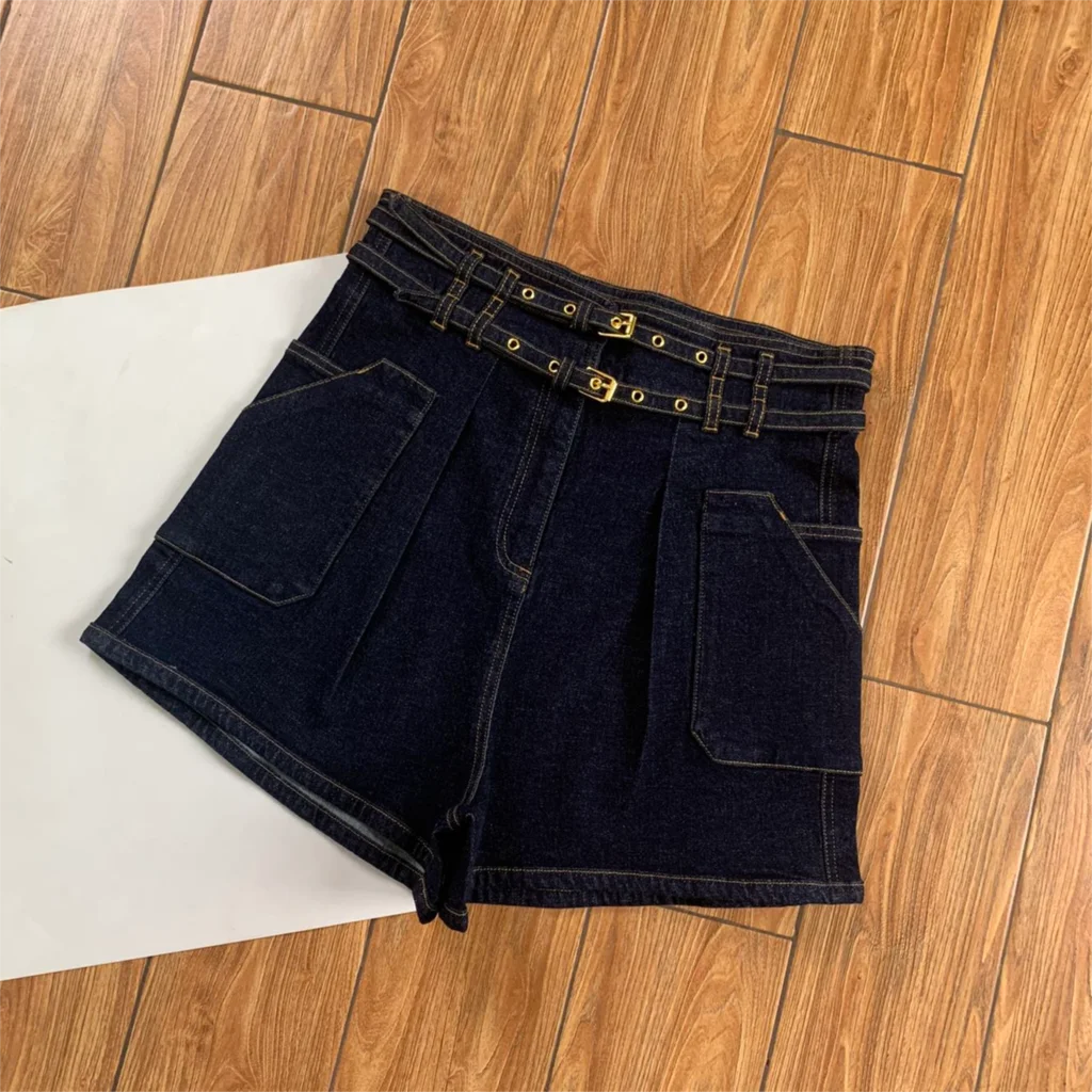 

2022 Summer 100% Cotton Denim Shorts With Belt
