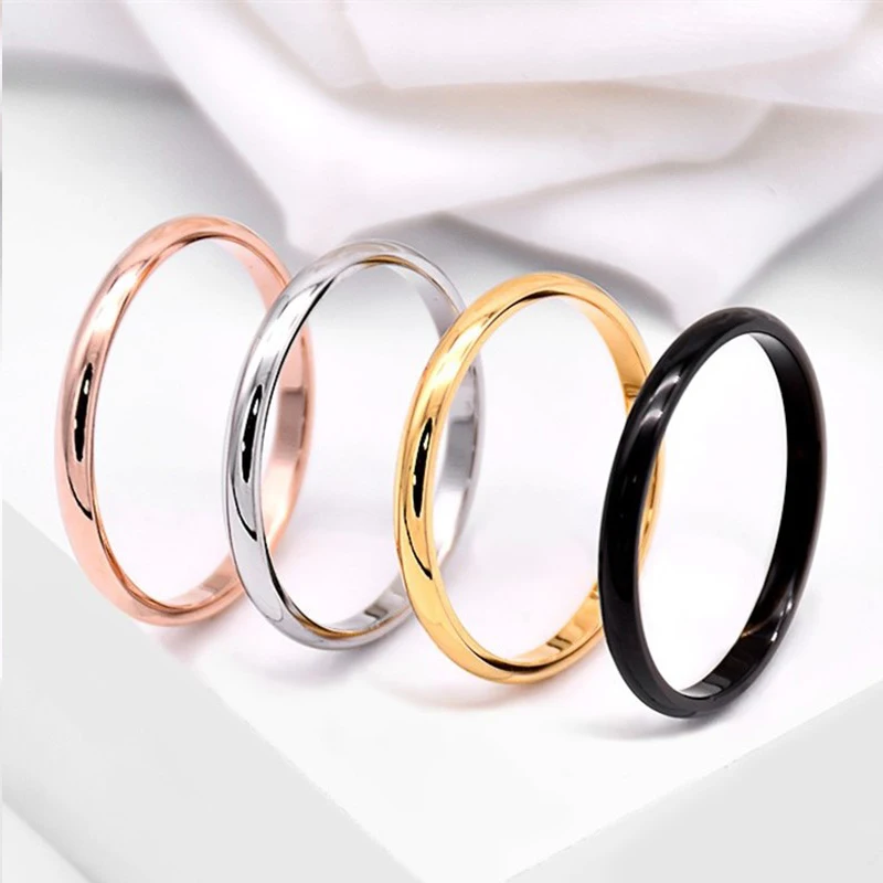 

2023 Bestseller 2mm Thin Stackable Ring Stainless Steel Plain Band Knuckle Midi Ring for Women Girl Size 3-12 gift new