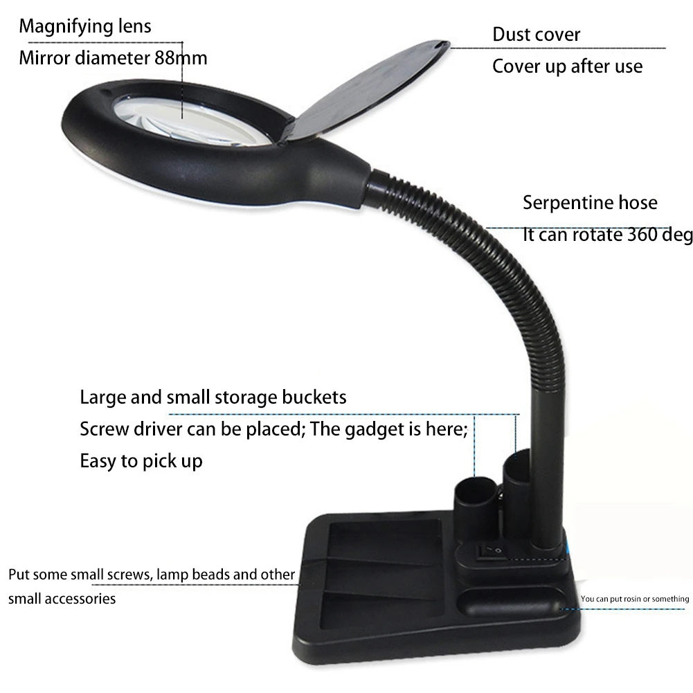 5X/10X40 светодиодных фонарей увеличительное стекло лупа с подсветкой для