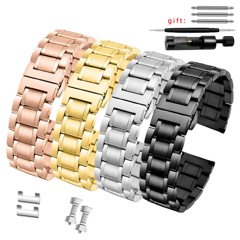 

Curved end stainless steel watchband bracelet watch straps 16mm 17mm 18mm 19mm 20mm 21mm 22mm 23mm 24mm steel banding bracelet