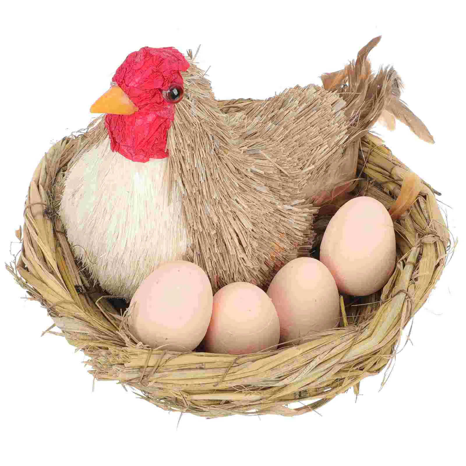 

Chicken Easter Statue Straw Figurine Hen Farmparty Garden Simulation Animals Eggsartificial Carpet Rugpads Nesting Animal