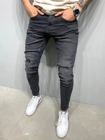 slim fit ripped mens jeans fashion paint hip hop male denim trousers street style youth cool pant stretch jeans for calves