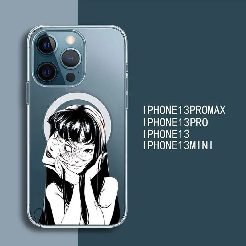 

Junji Ito Collection Tees Transparent Magsafe Magnetic Magnet phone Case For For iPhone 13 12 11 Pro Max Mini