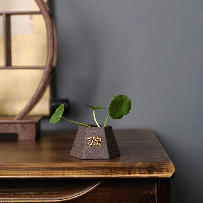Фото Creative Purple Clay Tea Pet Fingertip Mini Flower Pot Hydroponic Plants Garden Bonsai Ornaments Boutique Tea Set Decoration №4