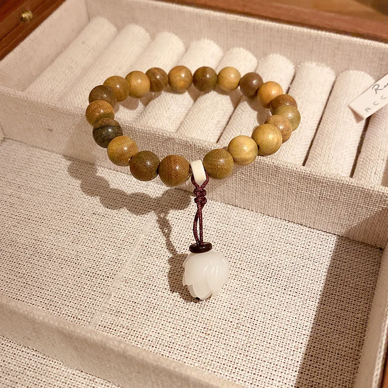 

Retro Ethnic Style Acrylic Sandalwood Prayer Beads Flower Bracelet Chinese Style Fashion Elastic Bracelet